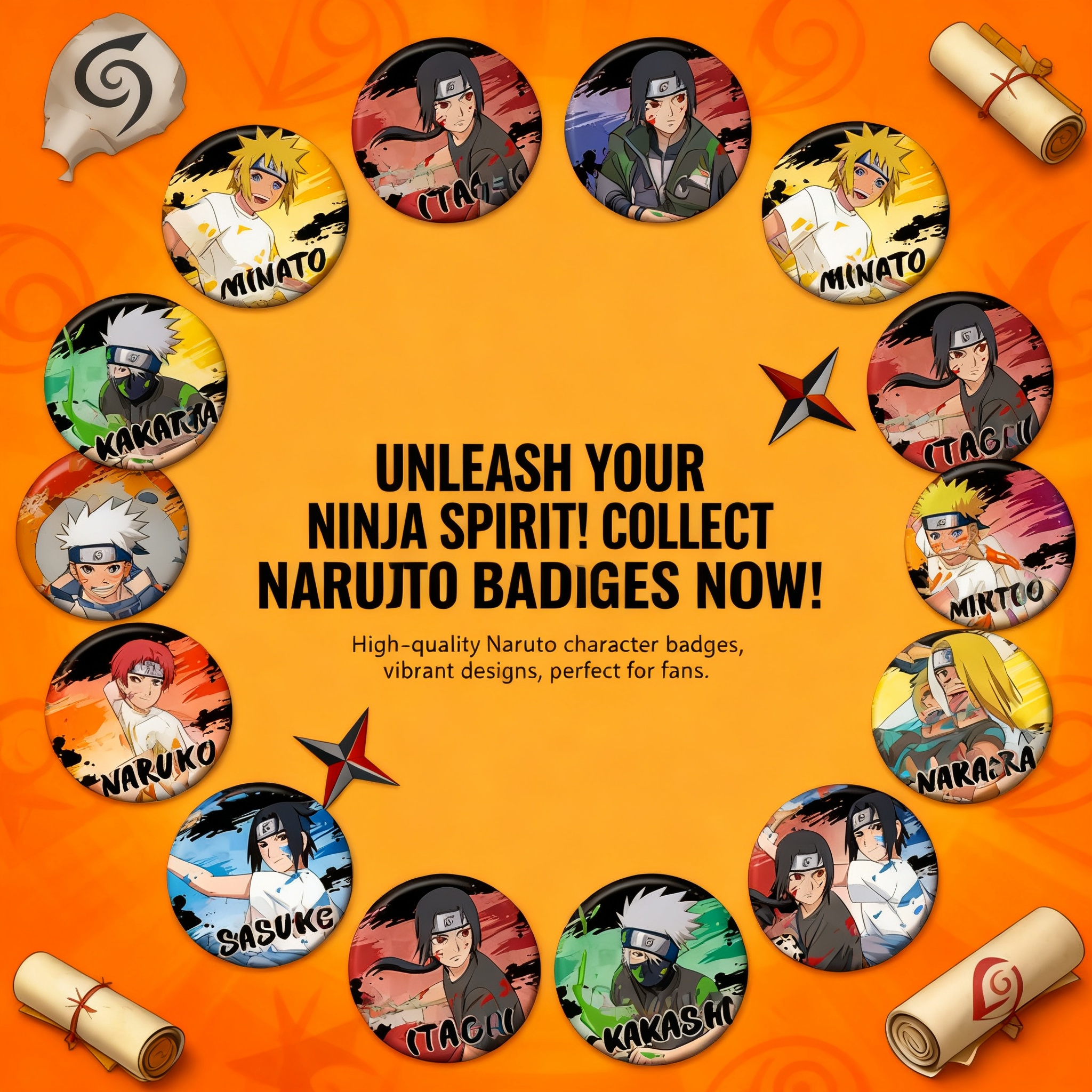 Cosplay Prop Paint - Naruto Badge Set Sasuke Naruto Obito
