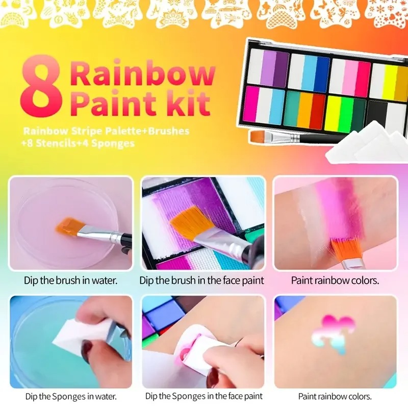 8 Color Rainbow Face & Body Pa - огляд і ціна Cosplay Prop Paint